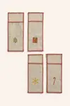 Vánoční sada obalů na příbory se lnem Calma House Joy 21 x 8 cm 4-pack
