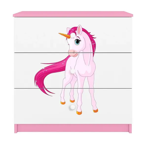 Dětská komoda Babydreams růžová - Jednorožec