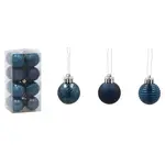 Sada 16 ozdoby 3 cm tmavě modra / béžově zlatá