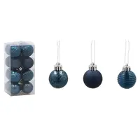 Sada 16 ozdoby 3 cm tmavě modra / béžově zlatá