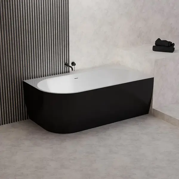 Vaňa Lisa 159x84 ľavý biela/čierna matná + sifón + rozeta