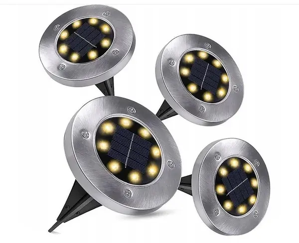 Solárna zápustná lampa disk 4 ks