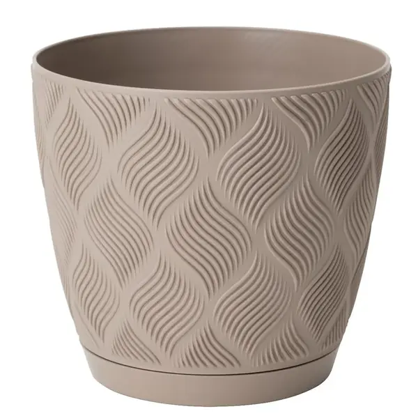 Kvetináč Flow Petit 15 s podmiskou béžový