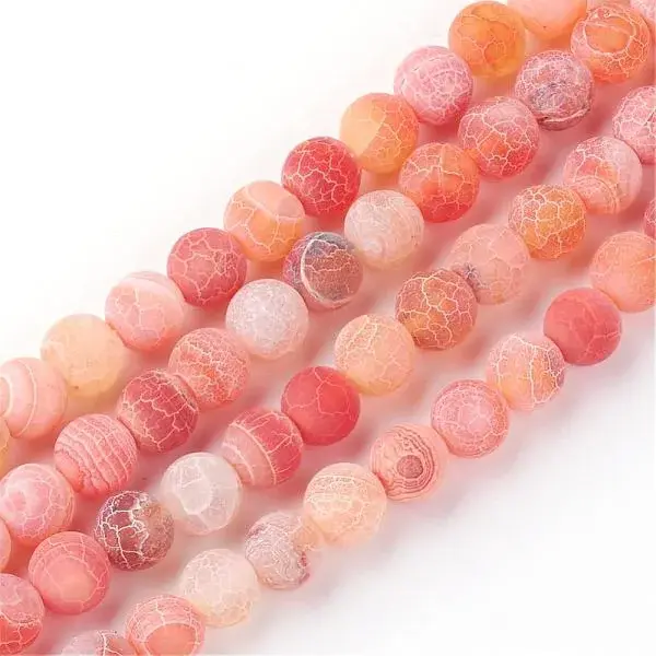 Natural Fire Crackle Agate Bead Strands
