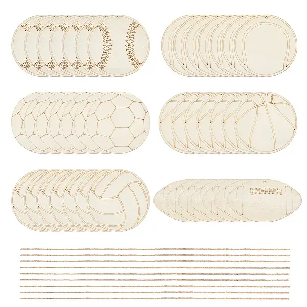 Sports Ball Wooden Pendants Decorations