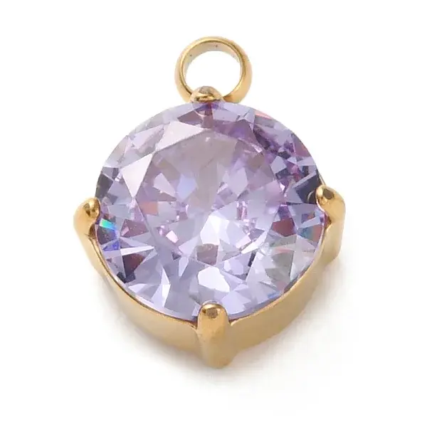 304 Stainless Steel Micro Pave Cubic Zirconia Pendants