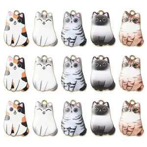 30Pcs 5 Styles Alloy Enamel Pendants
