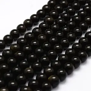 Natural Golden Sheen Obsidian Beads Strands
