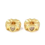 Brass Micro Pave Clear Cubic Zirconia Beads