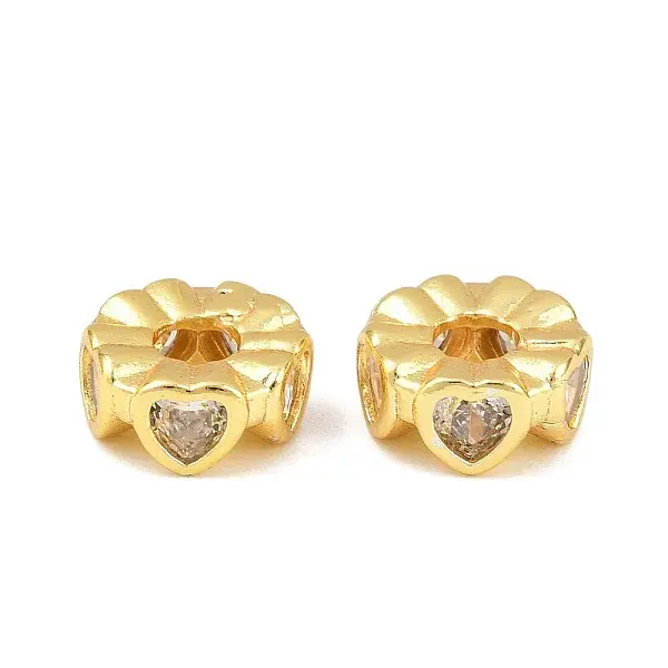 Brass Micro Pave Clear Cubic Zirconia Beads