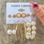 Alloy & Plastic Pearl & Rhinestone Earring Sets