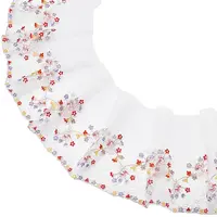 2 Yards Polyester & Nylon Flower Embroidery Lace Mesh Ribbon