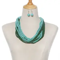 Wood Dangle Earrings & Multi-layer Necklaces Sets