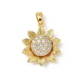 Rotatable Brass Micro Pave Clear Cubic Zirconia Pendants