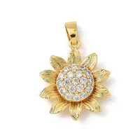 Rotatable Brass Micro Pave Clear Cubic Zirconia Pendants