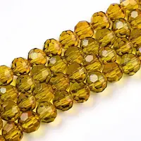 Baking Paint Transparent Glass Beads Strands