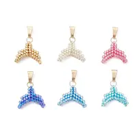 Glass Seed Beaded Mermaid Tail Glass Charms