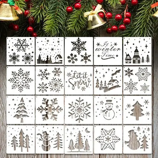 20Pcs Christmas PET Painting Stencils