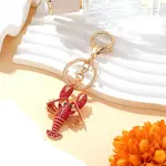 Lobster Shape Alloy Enamel & Rhinestone Pendant Keychain