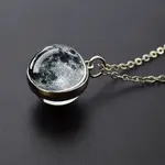 Luminous Round Alloy with Glass Planet Pendant Necklaces