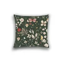 Dekoratívny povlak na vankúš COLORFUL MEADOW 40x50 cm, tmavo zelený