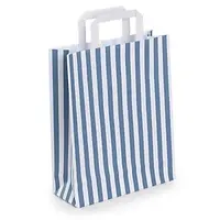 50 x Taška z kraftového papíru 260 x 330 x 100 mm s modrými pruhy