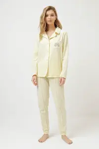 Teplé dámské pyžamo CARLA XL Světle žlutá