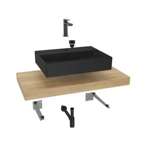 Kúpeľňová zostava SAT s doskou pod umývadlo Dolce 100x8x50 cm dub halifax KSETDO15