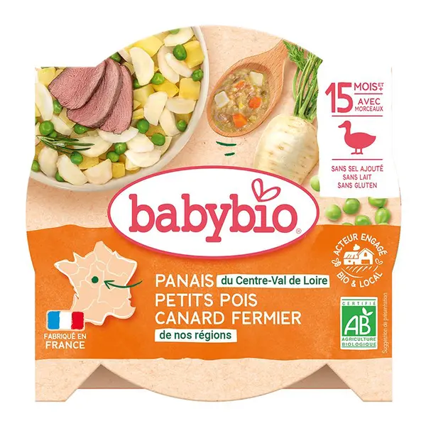 Babybio Pastinák s hráškem a farmářskou kachnou 260 g