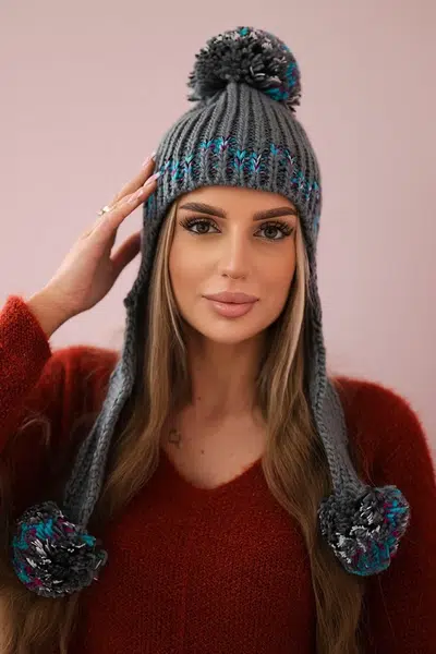 Women's cap with long ears Nadia K321 dark gray