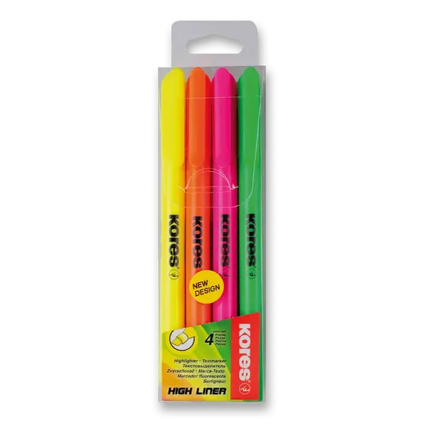 Zvýrazňovač Kores High Liner - sada 4 barev
