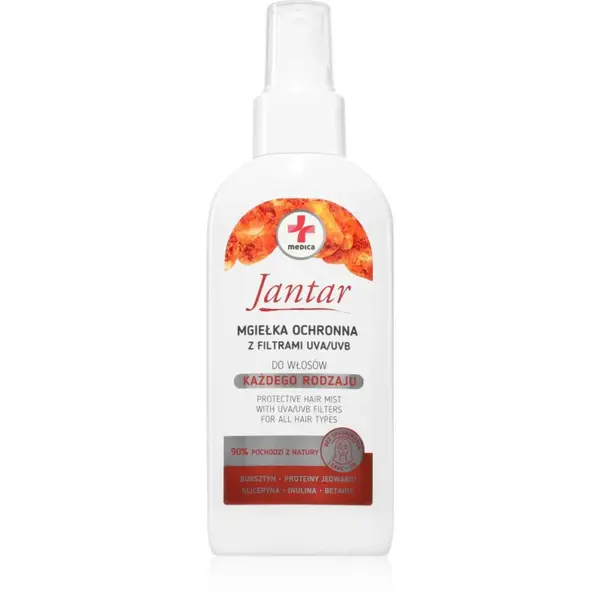 Ideepharm Jantar Medica mlha pro uhlazení a snadnou úpravu vlasů s UVA a UVB filtry 150 ml