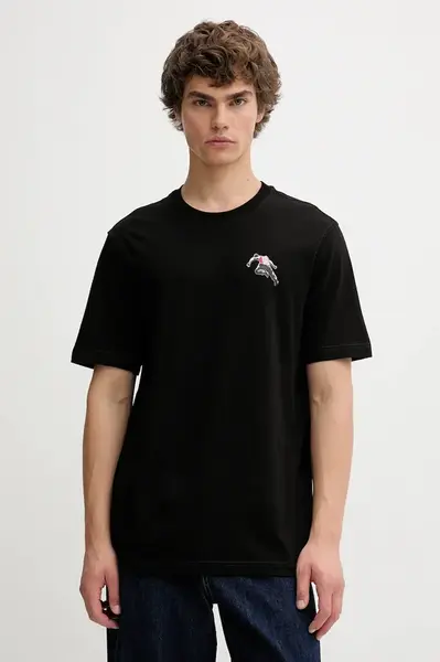 Bavlněné tričko Diesel T-ADJUST-T3 pánské, černá barva, s potiskem, A18668.0QIAM