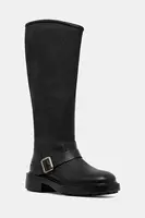 Kožené kozačky Copenhagen dámské, černá barva, na plochém podpatku, CPH441 leather