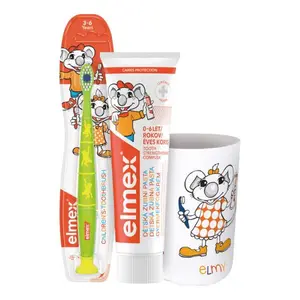 Elmex Dětská sada – zubní pasta 50ml + kartáček + kelímek