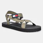 Sandály Tommy Jeans CASUAL SANDAL pánské, béžová barva, EM0EM01563