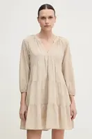 Bavlněné šaty Dkny béžová barva, mini, DJ4D9021