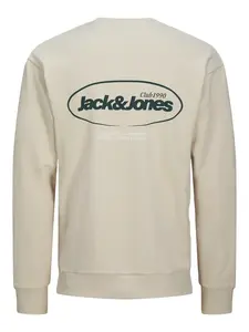 JACK & JONES Mikina 'JJEBradley'  béžová / tmavozelená / biela