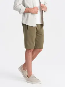 Ombre Men's pre-knee BASIC sweat shorts - olive