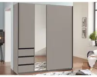 Šatníková skriňa so zrkadlom Heide, 168 cm, sivá sahara%