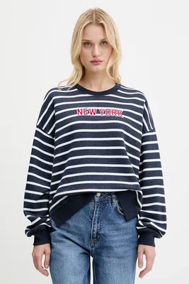 Mikina Hollister Co. dámská, tmavomodrá barva, vzorovaná, KI352-5162