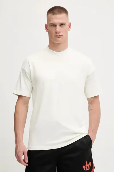 Bavlněné tričko adidas All SZN pánské, béžová barva, s aplikací, JL6552