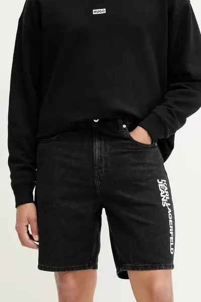Džínové šortky Karl Lagerfeld Jeans pánské, černá barva, A3M10048
