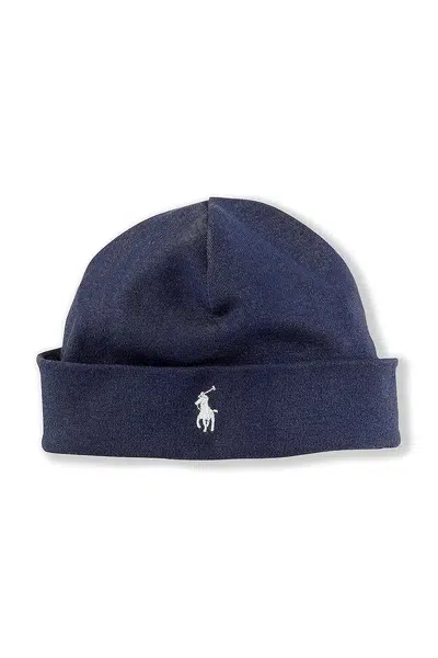 Bavlněná čepice Polo Ralph Lauren tmavomodrá barva, z tenké pleteniny, 320552454003