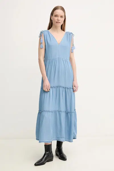 Šaty Pepe Jeans EFFIE modrá barva, maxi, PL953664