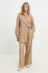 Lněná souprava Answear.LAB hnědá barva