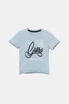 Dětské bavlněné tričko Guess modrá barva, s potiskem, N5GI00 K8HM4