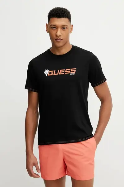 Bavlněné tričko Guess černá barva, s potiskem, F5GI06 I3Z14