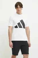 Bavlněné tričko adidas Essentials bílá barva, s potiskem, JE8943