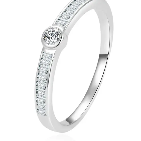 Beneto Nadčasový stříbrný prsten se zirkony AGG303L 60 mm